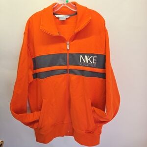 NIKE Athletics Full Zip Orange Hoodie Mens L